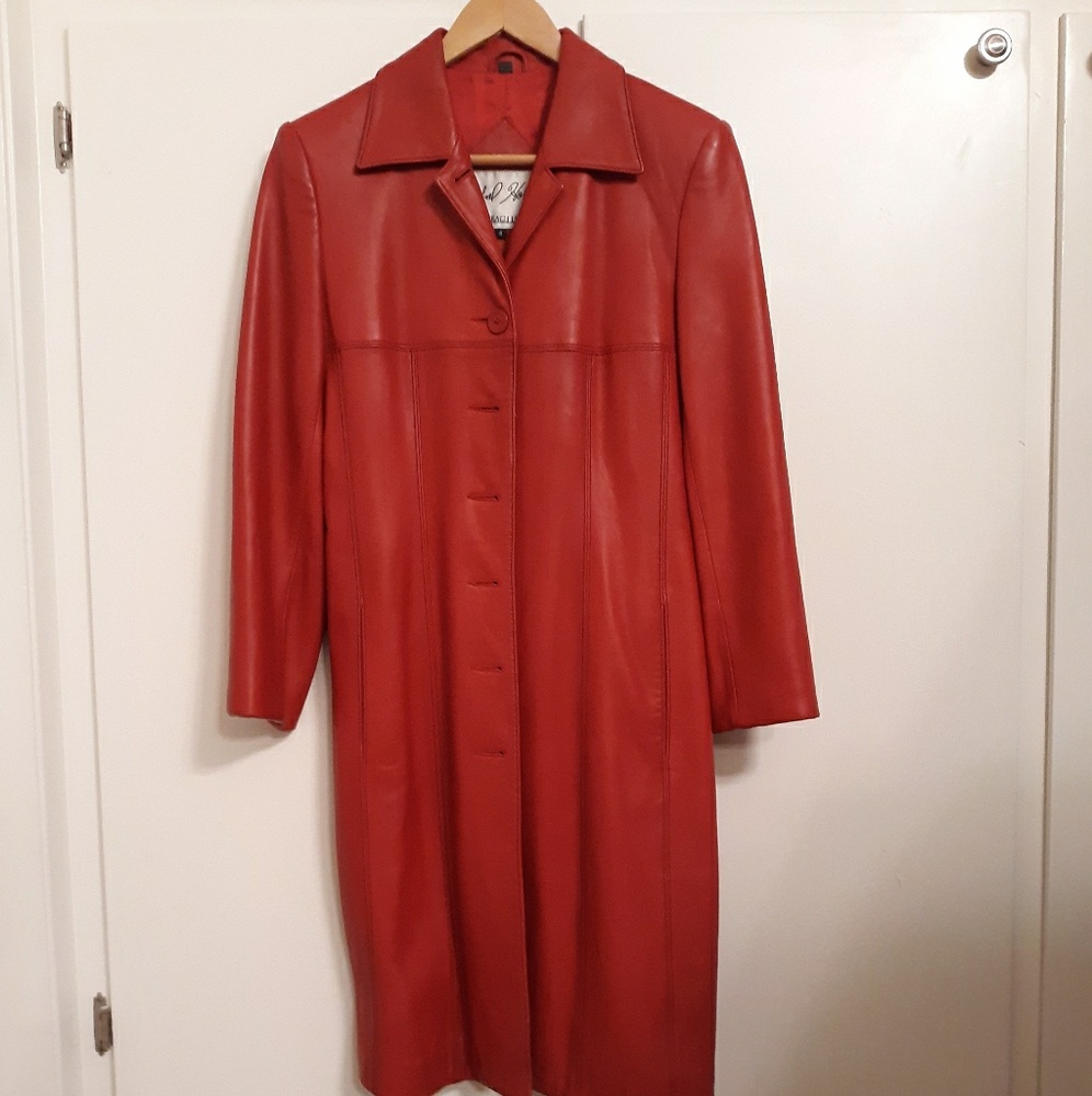 Red North Beach Leather coat